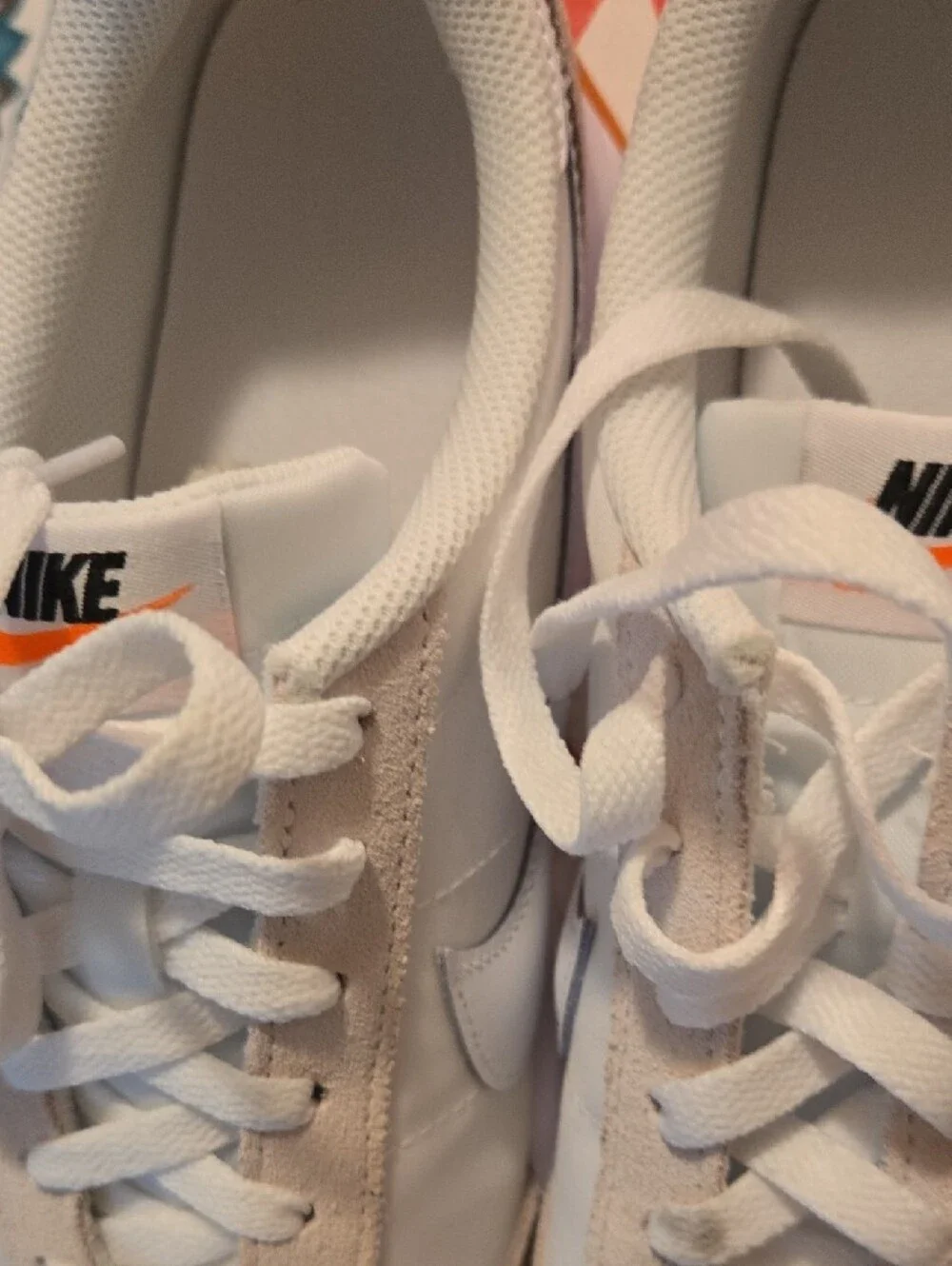 Nike White and Tan Retro Runner Shoes Unisex...womens 9.5..mens 8